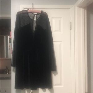 Forever 21 velvet skater dress with mesh sleeves